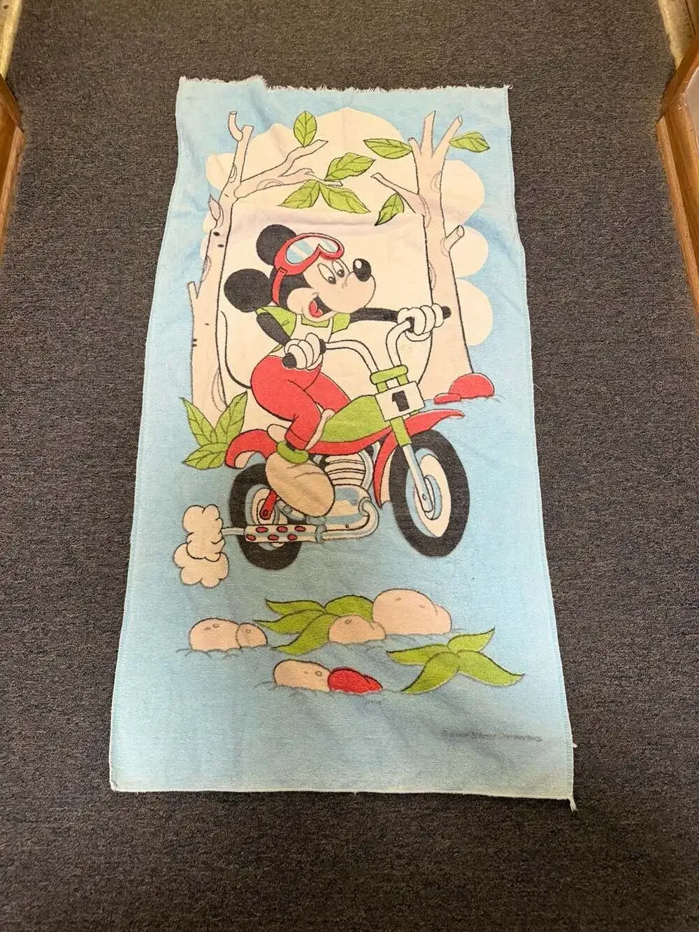 Vintage Disney Mickey Mouse Dirt Bike Motocross Beach Towel